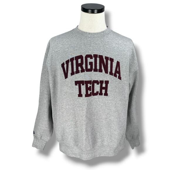 Vintage Jansport Virginia Tech Hokies Sweatshirt Men’s XL Gray Maroon Y2K Crew - Picture 1 of 9